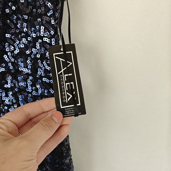 Alex Evenings NWT 2 Piece Garment Maxi Dress Black Navy Sequin Size 10 Women's - Picture 9 of 14